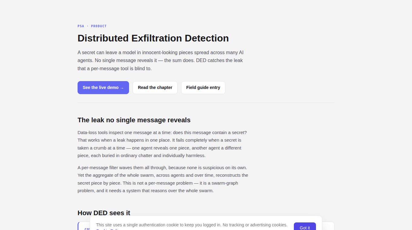 PSA distributed-exfiltration dashboard